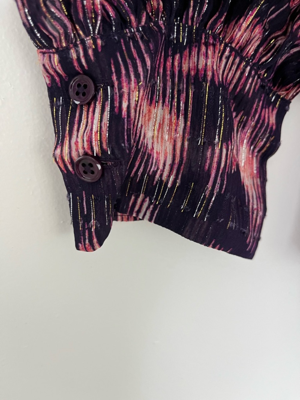 $525 IRO Tchami ruffled printed fil coupé georgette blouse NWT Size FR 34 / US 2 - Picture 16 of 16